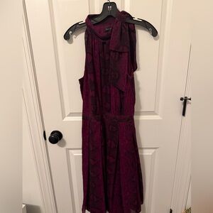 White House Black Market Plum Snake-Print Sleeveless Midi Dress